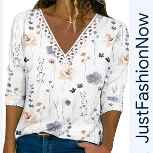 JustFashionNow XXL‎ Floral 3/4 SleeveTop